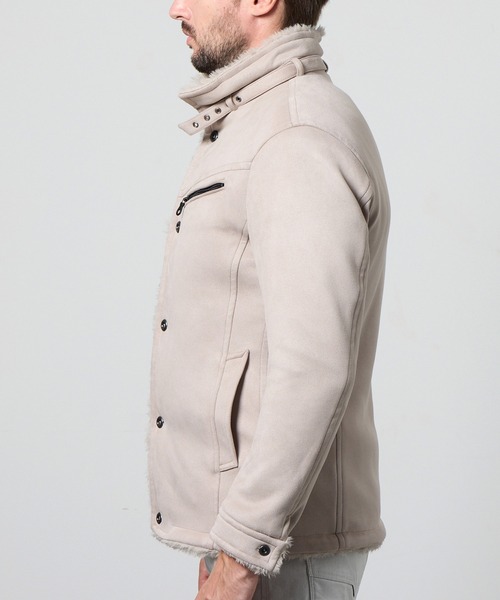 裏ボアムートン風スタンドブルゾン（ムートンコート）｜HIDEAWAYS