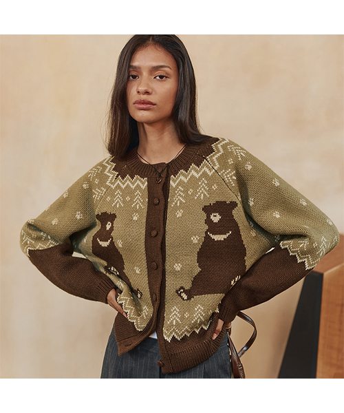 BITTER CELLS(ビターセルズ)の「カントリーベアノルディックカーディガン-ブラウン(カーディガン/ボレロ・レディース・その他・FREE)」の1枚目の写真