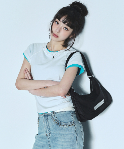 NICK&NICOLE(ニックアンドニコール)の「CRYSTAL NYLON AROUND MINI BAG_BLACK(ショルダーバッグ・レディース・その他・FREE)」の6枚目の写真