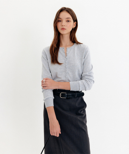 SARAH BUTTON KNIT CARDIGAN_GREY