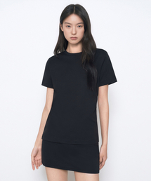 ウィメンズベーシッククルーネックTシャツ[ブラック]