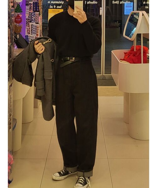 MUSINSA STANDARD（ムシンサスタンダード）の「ツイストセミバルーンデニムパンツ[ローブラック]（デニムパンツ・メンズ・その他・40/38/42/36/34/32/30/31/33/26/27/28/29）」の16枚目の写真