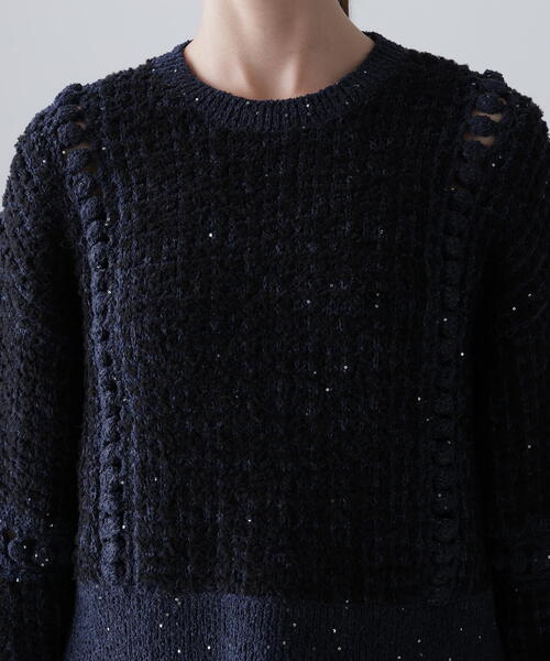 匿名発送　美品　ADORE アドーア　デザインニット　ネイビー　サイズ38 匿名発送 美品 ADORE アドーア デザインニット ネイビー サイズ38