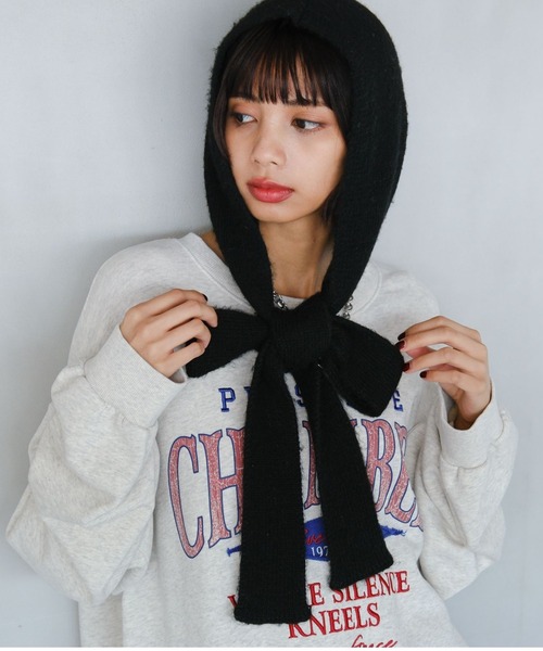 PAGEBOY（ページボーイ）の「フードマフラー（マフラー・レディース・グレー/ブラック・FREE）」の5枚目の写真