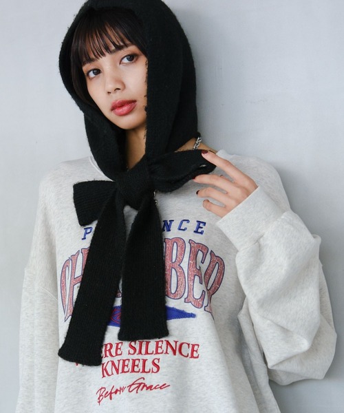 PAGEBOY（ページボーイ）の「フードマフラー（マフラー・レディース・グレー/ブラック・FREE）」の3枚目の写真