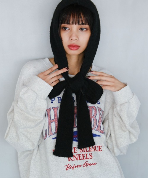 PAGEBOY（ページボーイ）の「フードマフラー（マフラー・レディース・グレー/ブラック・FREE）」の4枚目の写真