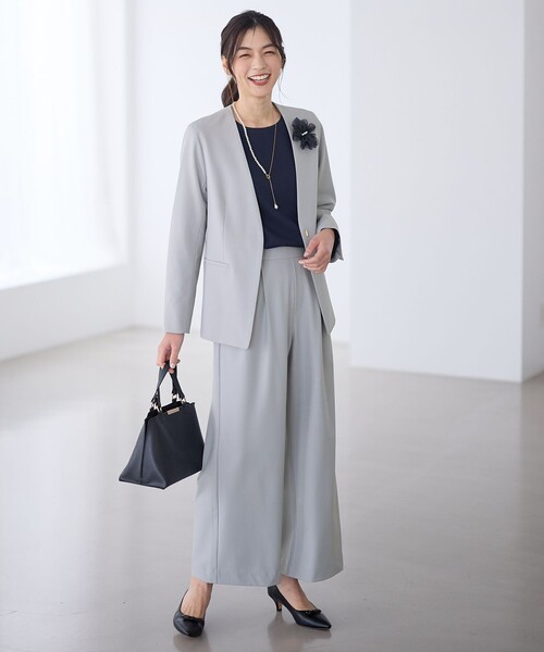 Chloé ライトグレー ノーカラージャケット アウトレット】【夏向け】麻調ノーカラージャケット ライトグレー
