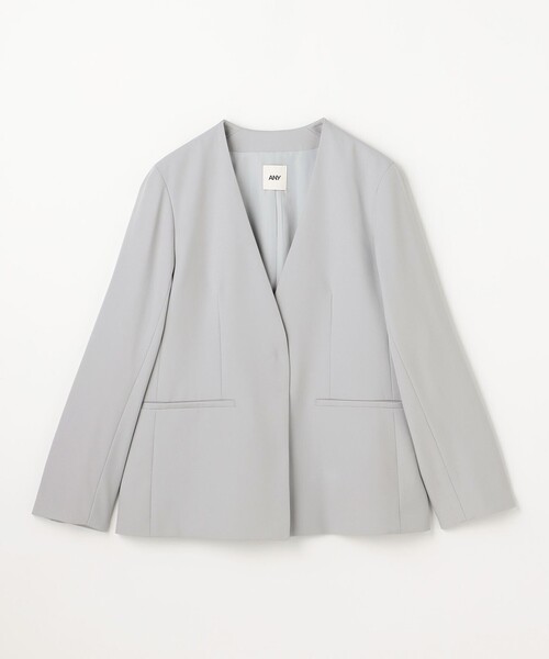 Chloé ライトグレー ノーカラージャケット アウトレット】【夏向け】麻調ノーカラージャケット ライトグレー
