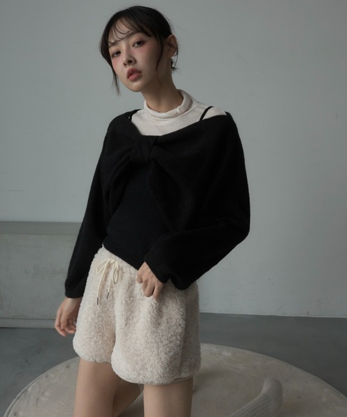 Nadana（ナダナ）の「リボンニットプルオーバー（ニット/セーター・レディース・オフホワイト/ブラック/レッド・FREE）」の5枚目の写真