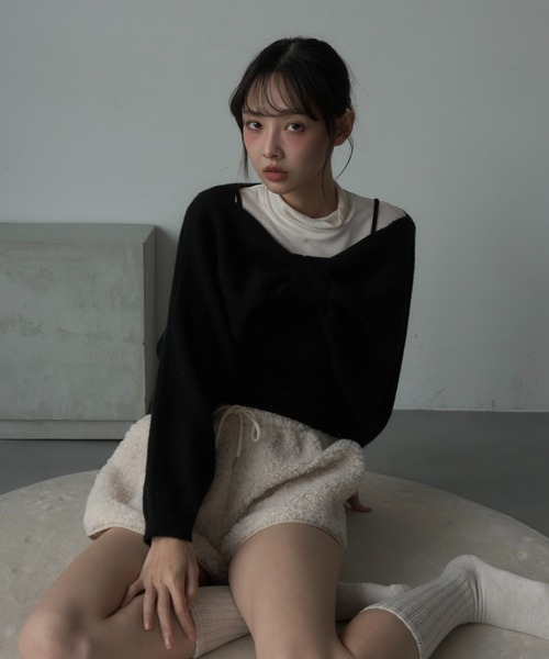 Nadana（ナダナ）の「リボンニットプルオーバー（ニット/セーター・レディース・オフホワイト/ブラック/レッド・FREE）」の6枚目の写真
