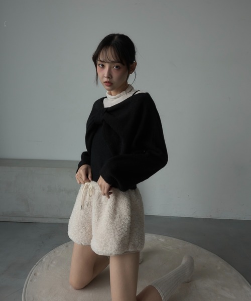 Nadana（ナダナ）の「リボンニットプルオーバー（ニット/セーター・レディース・オフホワイト/ブラック/レッド・FREE）」の7枚目の写真