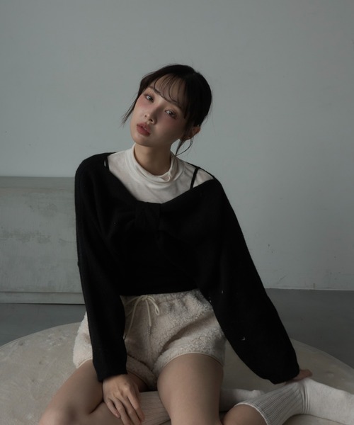 Nadana（ナダナ）の「リボンニットプルオーバー（ニット/セーター・レディース・オフホワイト/ブラック/レッド・FREE）」の8枚目の写真