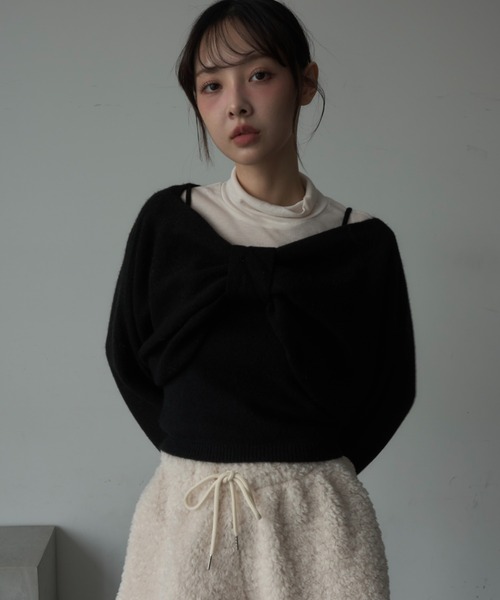 Nadana（ナダナ）の「リボンニットプルオーバー（ニット/セーター・レディース・オフホワイト/ブラック/レッド・FREE）」の11枚目の写真