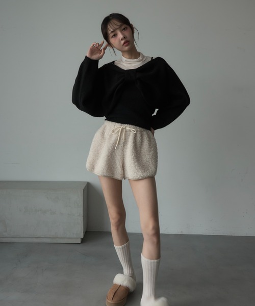 Nadana（ナダナ）の「リボンニットプルオーバー（ニット/セーター・レディース・オフホワイト/ブラック/レッド・FREE）」の13枚目の写真