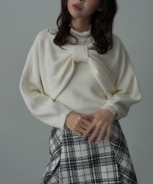 Nadana（ナダナ）の「リボンニットプルオーバー（ニット/セーター・レディース・オフホワイト/ブラック/レッド・FREE）」の22枚目の写真