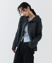 2WAY Fold Collar Cable Knit / ２WAYフォールドカラ―ケーブルニット