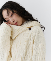 2WAY Fold Collar Cable Knit / 2WAYフォールドカラ―ケーブルニット
