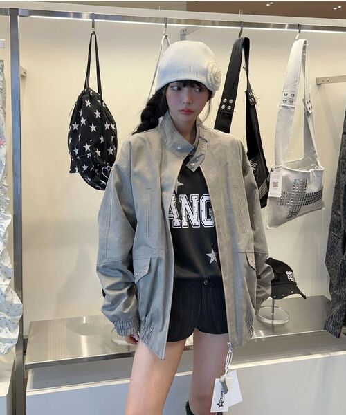 PEARL CORSAGE BEANIE / MELANGE GRAY（ニットキャップ/ビーニー