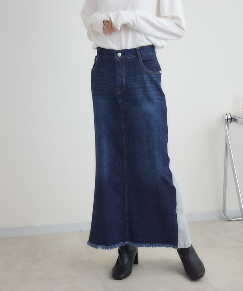 RU.TI.LE(ルチル)の「【RU.TI.LE】リブニットドッキングデニムスカート(デニムスカート・レディース・ネイビー/ブラック・MEDIUM)」の22枚目の写真