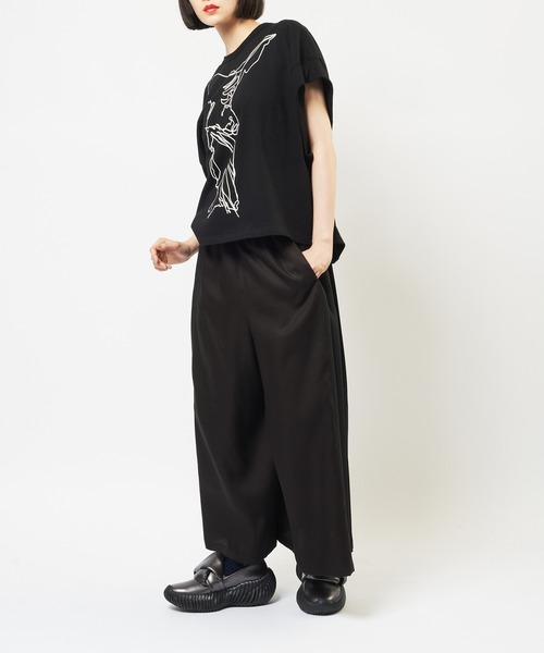 gomme(ゴム)の「プリーツツイルパンツ(その他パンツ・レディース・ブラック・MEDIUM)」の5枚目の写真