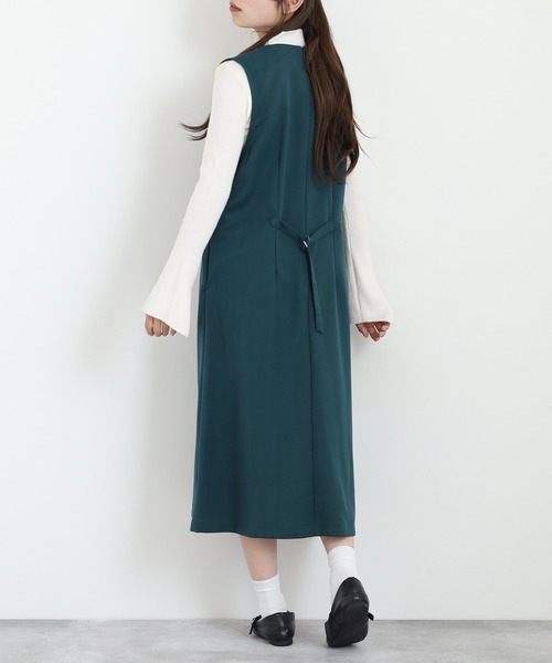 Anna Nicola（アンナニコラ）の「Anna Nicola キーネックジャンパースカート（ジャンパースカート・レディース・ブラック/チャコールグレー/グリーン・38）」の14枚目の写真