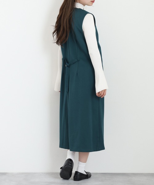 Anna Nicola（アンナニコラ）の「Anna Nicola キーネックジャンパースカート（ジャンパースカート・レディース・ブラック/チャコールグレー/グリーン・38）」の15枚目の写真