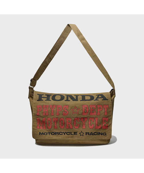 PHYPS MOTORCYCLE(フィップスモーターサイクル)の「Honda Typography Duffel Canvas bag_Khaki(メッセンジャーバッグ・レディース・その他・FREE)」の1枚目の写真