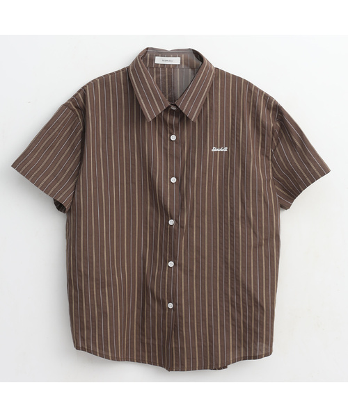 SLOWLOLLI（スローローリ）の「Natural pinstripe short-sleeve shirt_3 Colors（シャツ/ブラウス・レディース・ブルー/Beige/ブラウン・FREE）」の2枚目の写真