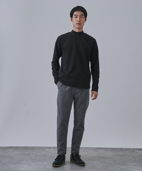 B.C STOCK（ベーセーストック）の「起毛 スムースモックネックロングスリーブTシャツ（Tシャツ/カットソー・メンズ・ブラック/ホワイト・SMALL/MEDIUM/LARGE）」の3枚目の写真