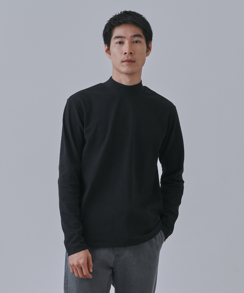 B.C STOCK（ベーセーストック）の「起毛 スムースモックネックロングスリーブTシャツ（Tシャツ/カットソー・メンズ・ブラック/ホワイト・SMALL/MEDIUM/LARGE）」の4枚目の写真