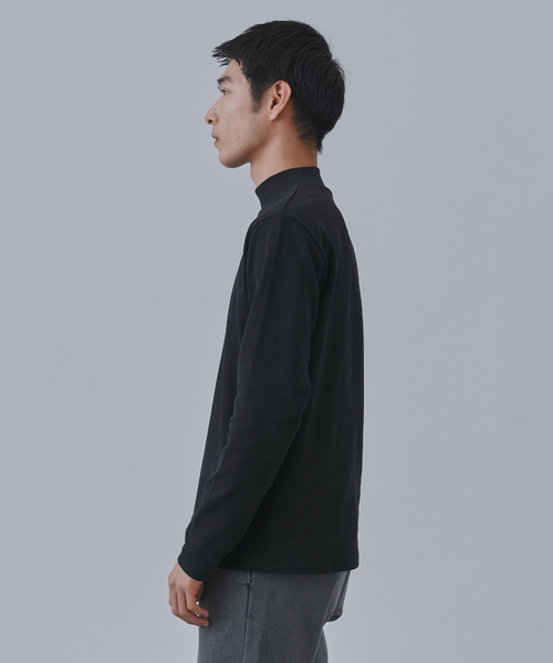 B.C STOCK（ベーセーストック）の「起毛 スムースモックネックロングスリーブTシャツ（Tシャツ/カットソー・メンズ・ブラック/ホワイト・SMALL/MEDIUM/LARGE）」の5枚目の写真