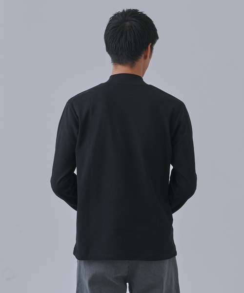 B.C STOCK（ベーセーストック）の「起毛 スムースモックネックロングスリーブTシャツ（Tシャツ/カットソー・メンズ・ブラック/ホワイト・SMALL/MEDIUM/LARGE）」の6枚目の写真