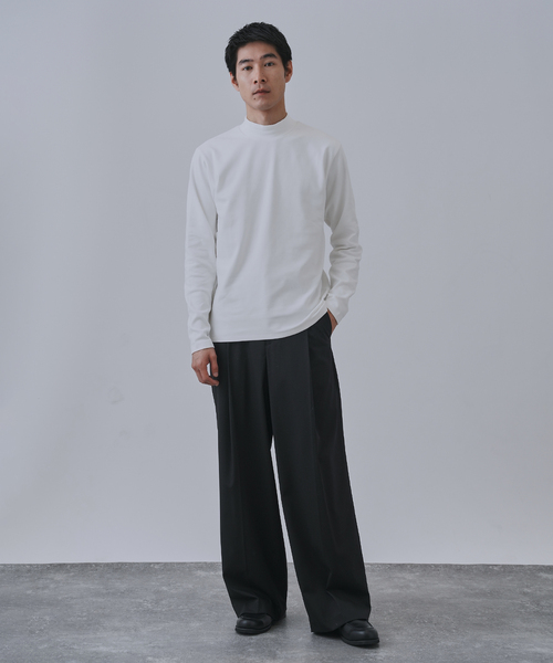 B.C STOCK（ベーセーストック）の「起毛 スムースモックネックロングスリーブTシャツ（Tシャツ/カットソー・メンズ・ブラック/ホワイト・SMALL/MEDIUM/LARGE）」の7枚目の写真