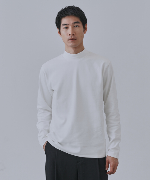 B.C STOCK（ベーセーストック）の「起毛 スムースモックネックロングスリーブTシャツ（Tシャツ/カットソー・メンズ・ブラック/ホワイト・SMALL/MEDIUM/LARGE）」の8枚目の写真