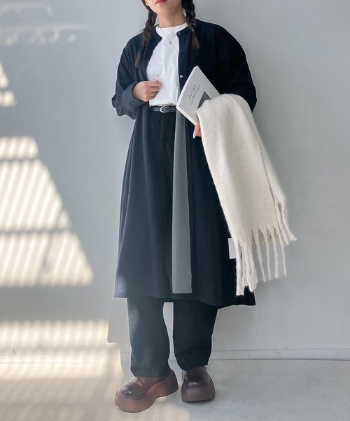 AS KNOW AS plus(アズノゥアズプラス)の「♪あったかしっとり ロングフレアワンピ―ス(ワンピース・レディース・ブラック/ネイビー/ブラウン系・FREE)」の1枚目の写真