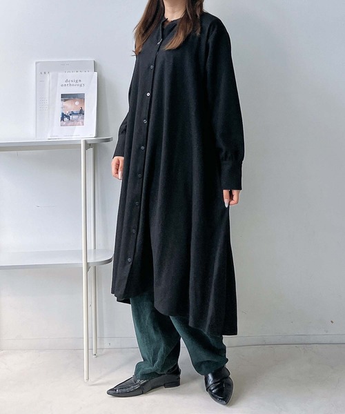 AS KNOW AS plus(アズノゥアズプラス)の「♪あったかしっとり ロングフレアワンピ―ス(ワンピース・レディース・ブラック/ネイビー/ブラウン系・FREE)」の9枚目の写真