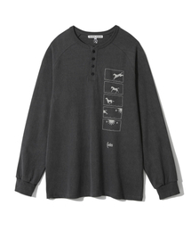 GARDEN EXPRESS（ガーデンエクスプレス）の「Pigment Henley Neck T-Shirt (charcoal)（Tシャツ/カットソー）」