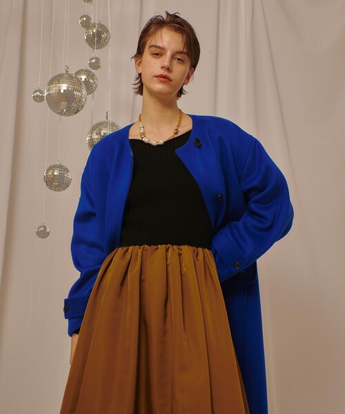 allureville(アルアバイル)の「タフタドッキングニットワンピース(ワンピース・レディース・ブラック/ブラウン・2)」の7枚目の写真