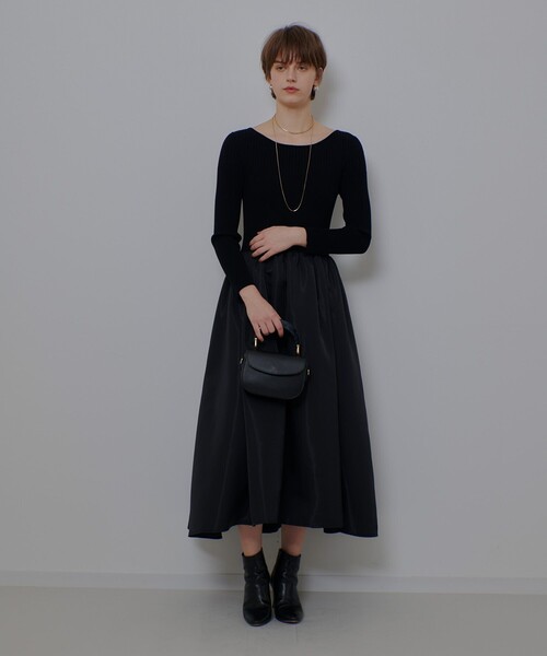 allureville(アルアバイル)の「タフタドッキングニットワンピース(ワンピース・レディース・ブラック/ブラウン・2)」の9枚目の写真