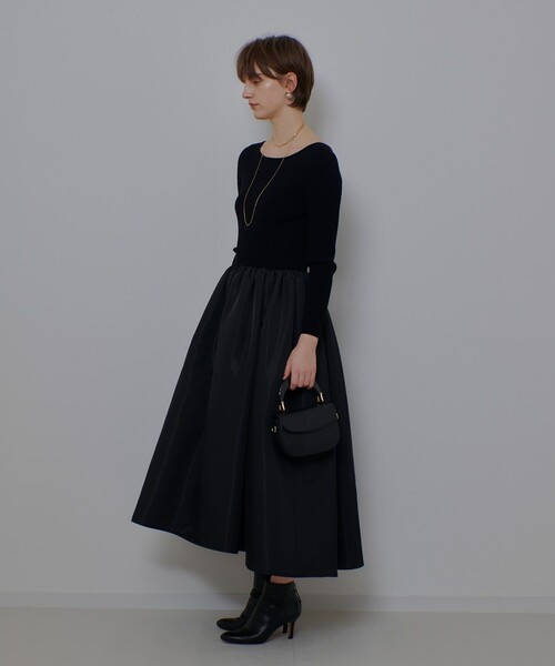 allureville(アルアバイル)の「タフタドッキングニットワンピース(ワンピース・レディース・ブラック/ブラウン・2)」の10枚目の写真
