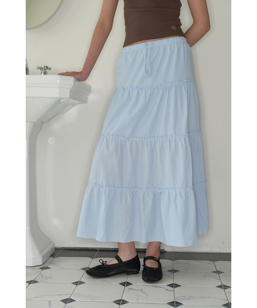 HOMEBODY THINGS（ホームバディ ティングズ）の「Maxi Shirring Flare Skirt (SKY BLUE)（スカート・レディース・その他・FREE）」の4枚目の写真