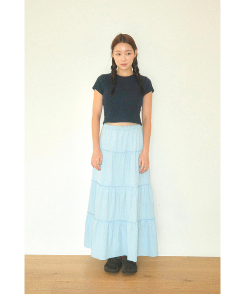 HOMEBODY THINGS（ホームバディ ティングズ）の「Maxi Shirring Flare Skirt (SKY BLUE)（スカート・レディース・その他・FREE）」の6枚目の写真