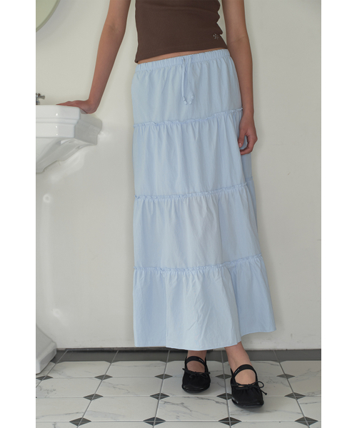 HOMEBODY THINGS（ホームバディ ティングズ）の「Maxi Shirring Flare Skirt (SKY BLUE)（スカート・レディース・その他・FREE）」の8枚目の写真