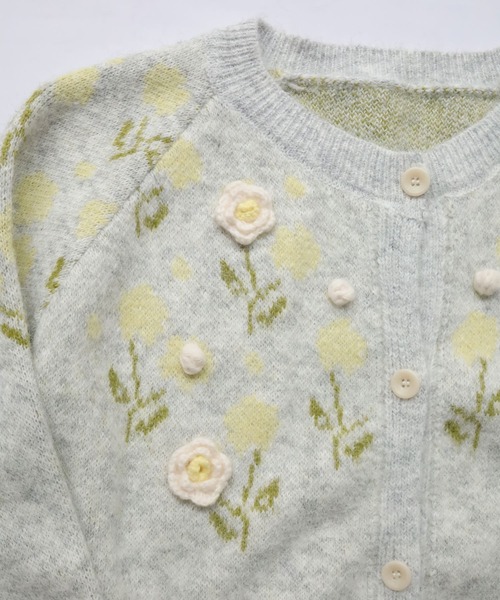 Crisp（クリスプ）の「フラワーモチーフオーバーニットカーディガン（カーディガン/ボレロ・レディース・ダークグレー/グレー・FREE）」の15枚目の写真