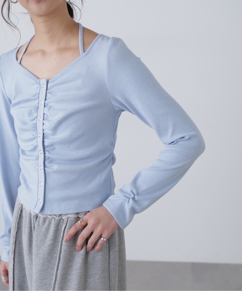 FREE'S MART（フリーズマート）の「◇フロントギャザーデコルテカットソー（Tシャツ/カットソー・レディース・グレー/ホワイト/ホワイト系その他/ブルー・FREE）」の6枚目の写真