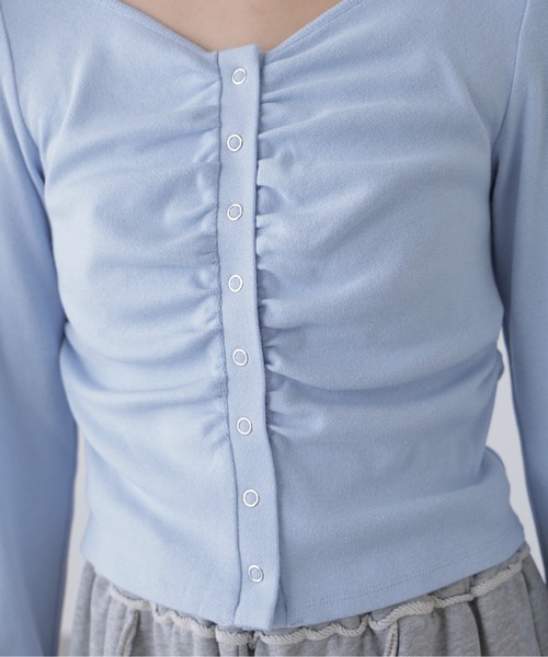 FREE'S MART（フリーズマート）の「◇フロントギャザーデコルテカットソー（Tシャツ/カットソー・レディース・グレー/ホワイト/ホワイト系その他/ブルー・FREE）」の7枚目の写真