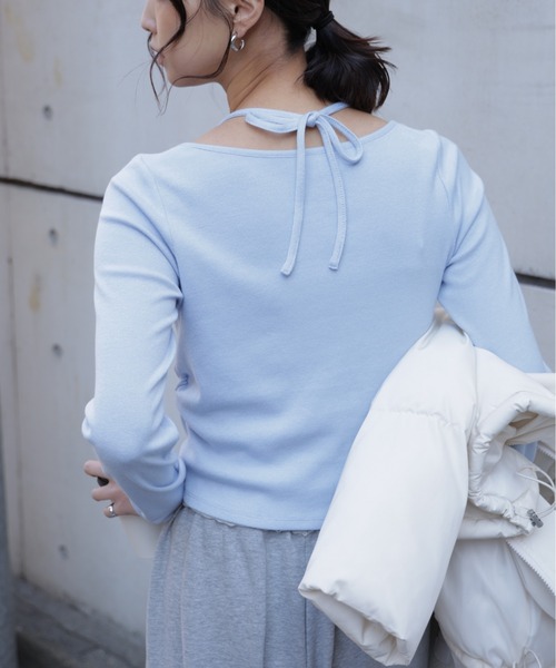 FREE'S MART（フリーズマート）の「◇フロントギャザーデコルテカットソー（Tシャツ/カットソー・レディース・グレー/ホワイト/ホワイト系その他/ブルー・FREE）」の10枚目の写真