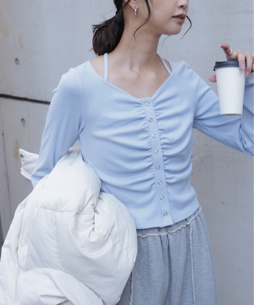 FREE'S MART（フリーズマート）の「◇フロントギャザーデコルテカットソー（Tシャツ/カットソー・レディース・グレー/ホワイト/ホワイト系その他/ブルー・FREE）」の11枚目の写真