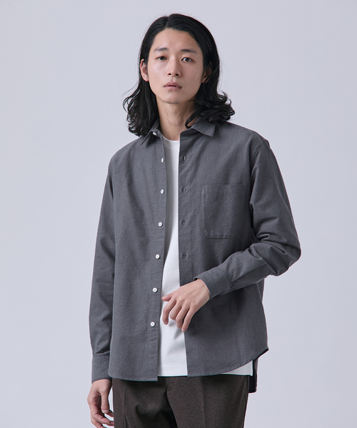 B.C STOCK(ベーセーストック)の「起毛 オックスレギュラーカラーシャツ(シャツ/ブラウス・メンズ・ブラック系その他/ブルー/ホワイト・MEDIUM/LARGE)」の1枚目の写真