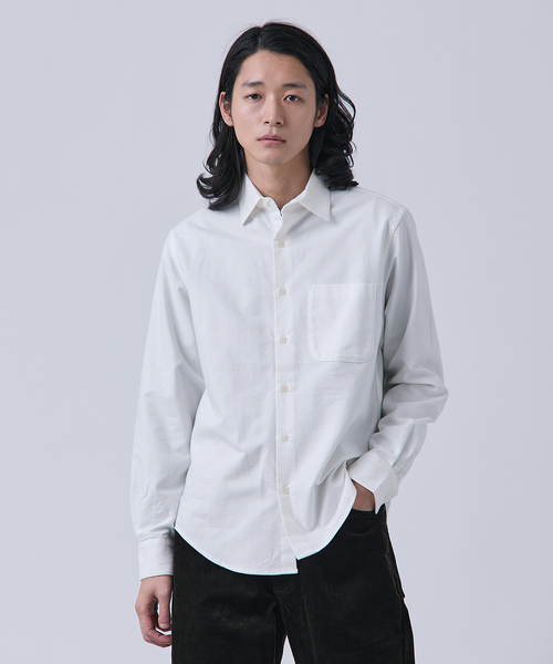 B.C STOCK(ベーセーストック)の「起毛 オックスレギュラーカラーシャツ(シャツ/ブラウス・メンズ・ブラック系その他/ブルー/ホワイト・MEDIUM/LARGE)」の2枚目の写真
